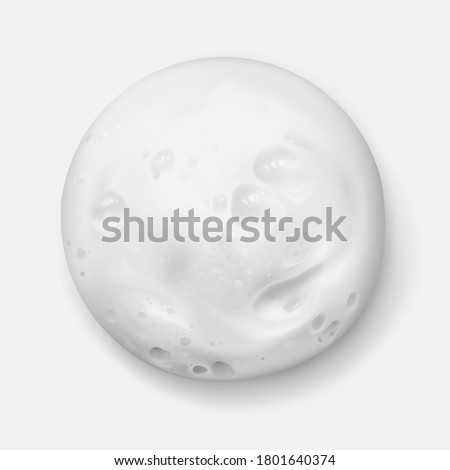 White foam texture from soap, shampoo or cleanser realistic vector illustration, top view. Shaving foam round spot, close-up.  Foto stock © 