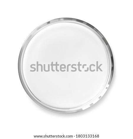 Empty transparent petri dish isolated realistic vector illustration. Science and laboratory concept