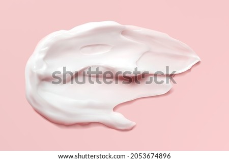 Smear of moisturizer vector realistic illustration in pink background. Cream, lotion for face or body, facial skin care