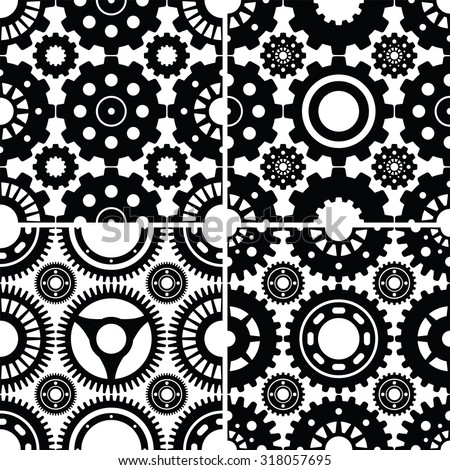 A collection of 4 seamless gear patterns that tile repeat nicely.