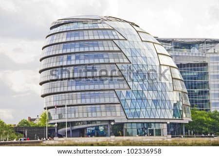 LONDON - MAY 14: London City Hall Building on May 14, 2011 in London, UK. The building has an unusual, bulbous shape, intended to reduce its surface area and thus improve energy efficiency.