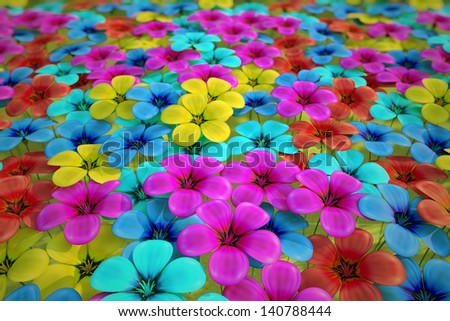 Large field of colorful flowers. It can represent beauty of the nature, beginning of life or happiness.