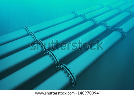 Top shot of an underwater pipeline. Pipeline transportation is most common way of transporting goods such as oil, natural gas or water on long distances.