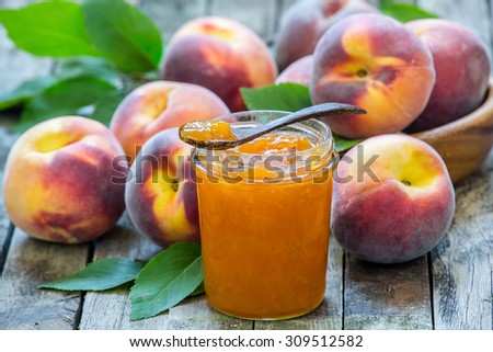 Similar – Image, Stock Photo Preserves of peach jam