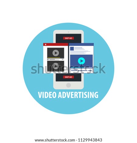 video advertising digital marketing social media network content. concept vector illustration