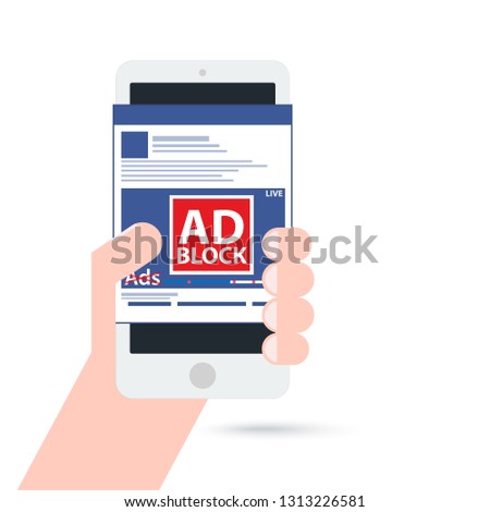 social media online marketing advertising ads ad block with mobile phone. concept illustration vector.