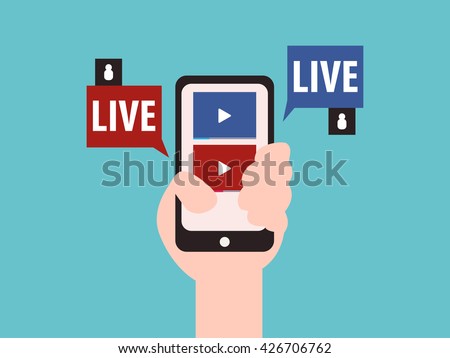 Social media live streaming concept vector 