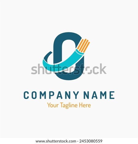 Initial Letter O with Fiber Optic, Electric Wire for Technology Business Logo Idea. Connection, Cabling Provider Repair Logo Vector