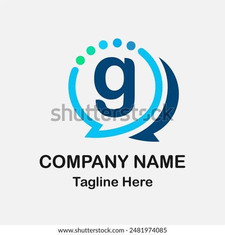 Initial g Letter with Bubble Chat Icon for Information Communication Logo Idea. Consulting Business, Chat Application, Speech Bubble Icon Logo