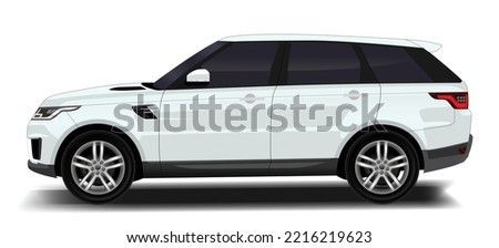 white car sport SUV side view 3d vector template isolated white background