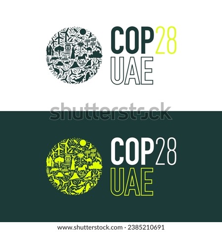 The official logo the 2023 United Nations Climate Change Conference of COP28 UAE. 2 different background variations