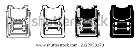 Black and white llustration of a bag school. Bag school icon collection with line. Stock vector illustration.