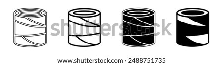 Black and white illustration of a bandage. Bandage icon collection with line. Stock vector illustration.