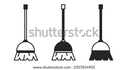 Broom icon on white background. Vector logo broom illustration.