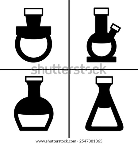 Vector black and white illustration of beaker icon for business. Stock vector design.