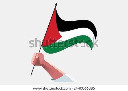 A Hand holding The Palestine Flag, Flag of Palestine, original and simple Palestine flag, vector illustration of Palestine flag
