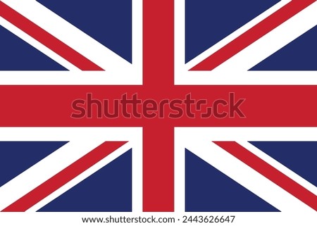 United Kingdom flag, United Kingdom sign, United Kingdom British Flag, national flag of Great Britain, Flag of United Kingdom, Colorful, Standard color, Vector illustration
