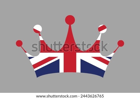 United Kingdom crown shape with UK flag, UK vector illustration, Vector flag of UK, United Kingdom, Coloured British flag, Vector illustration of British flag
