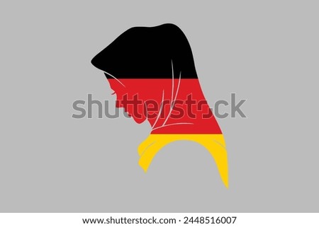 Germany Muslim girl wearing Germany flag hijab, German national symbol, Germany country flag is a symbol of freedom, Vector illustration, Digital illustration
