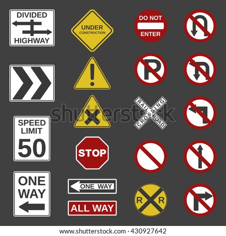 Vector 20 road signs collection. 