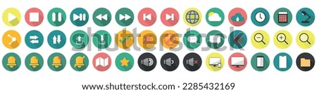 set of 42 high quality vector flat icons
