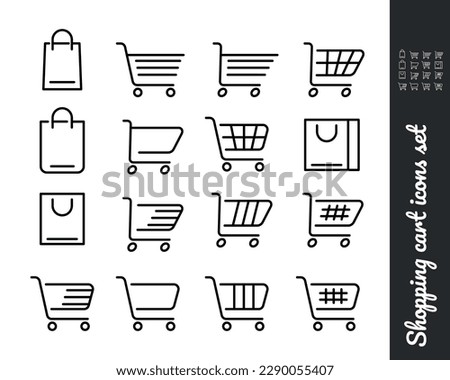 Shopping cart icons set. A collection of web icons for an online store, from various shopping cart icons of various shapes.