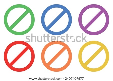Prohibited no sign multiple colours set