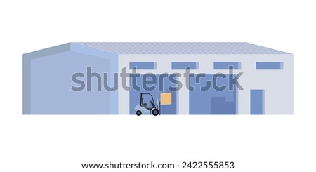 Warehouse management, logistics process. Shipping and Delivery Procedures. parcel boxes, forklift. vector illustration