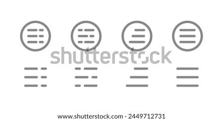 Menu icon, detail icon. vector horizontal three-line icon. show, information, list