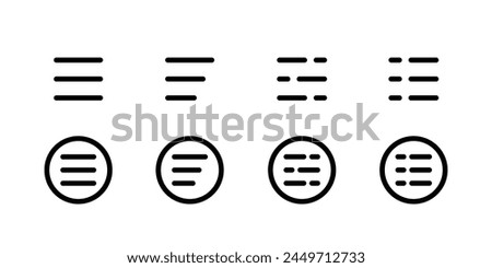 Menu icon, detail icon. vector horizontal three-line icon. show, information, list