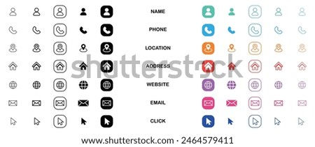 Collection of business card icons in various styles