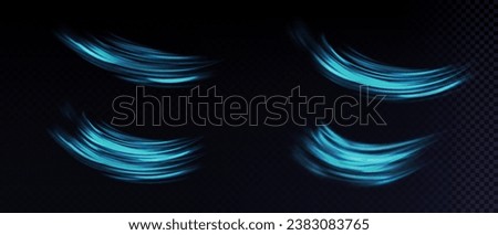 Airflow, white fumes or chilly breeze movement effect, isolated on a transparent background. Realistic vector depiction of abstract wind currents, dust movements or scratch lines.