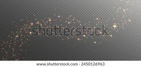 The light of gold dust. A stunning bokeh light effect background png. A gorgeous Christmas glowing dust background. A beautiful yellow flickering glow with confetti bokeh light and particle motion.