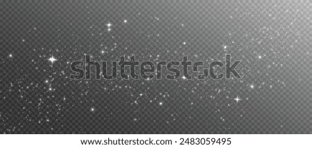 Shimmering Dust. Bokeh Lights. Festive Designs.White png dust light. Bokeh light lights effect background. Christmas background of shining dust. Christmas glowing light confetti and spark overlay.