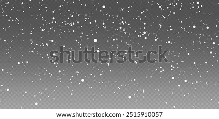 Christmas snowflakes on a transparent background. Snow flakes, snow background. Heavy snowfall, snowflakes in different shapes and forms.