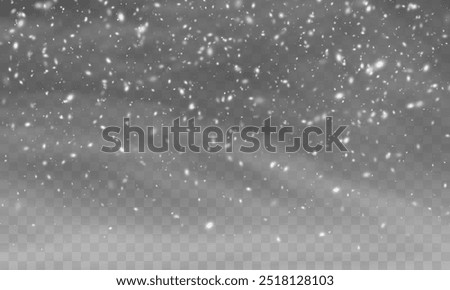 Christmas background with snowflakes. Snow flakes with wind, snow background.S now storm effect, blurred, cold wind with snow png. Heavy snowfall, snowflakes in different shapes and forms. Wind.