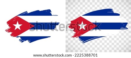 Artistic Cuba flag with isolated brush painted textured with transparent and solid background