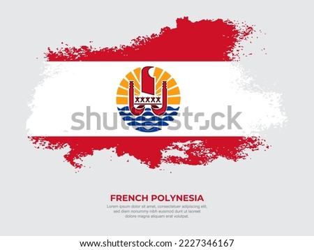 Vintage grunge style French Polynesia flag with brush stroke effect vector illustration on solid background