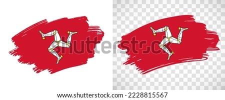 Artistic Isle of Man flag with isolated brush painted textured with transparent and solid background