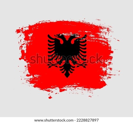 Elegant grungy brush flag with Albania national flag vector