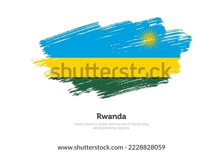 Modern brushed patriotic flag of Rwanda country with plain solid background