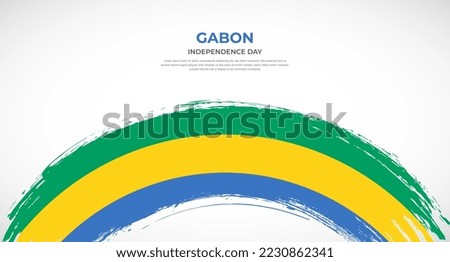 Abstract brush flag of Gabon in rounded brush stroke effect vector illustration