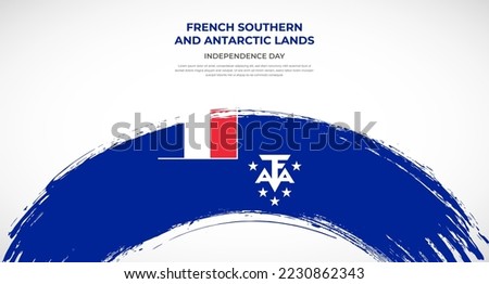 Abstract brush flag of French Southern and Antarctic Lands in rounded brush stroke effect vector illustration