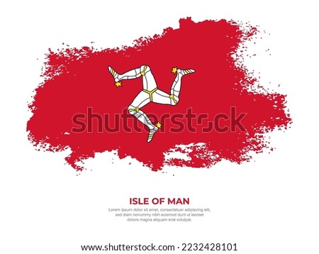Vintage grunge style Isle of Man flag with brush stroke effect vector illustration on solid background
