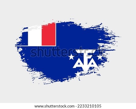 Classic brush stroke painted national French Southern and Antarctic Lands country flag illustration