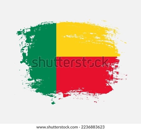 Elegant grungy brush flag with Benin national flag vector
