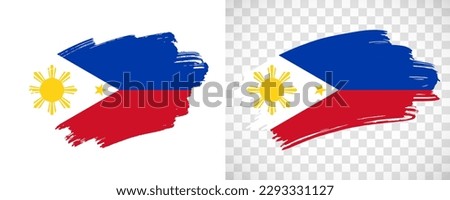 Artistic Philippines flag with isolated brush painted textured with transparent and solid background