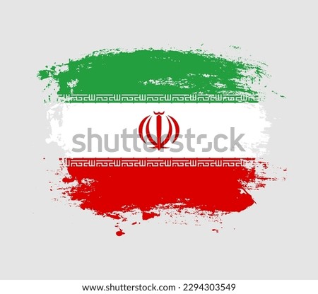 Elegant grungy brush flag with Iran national flag vector