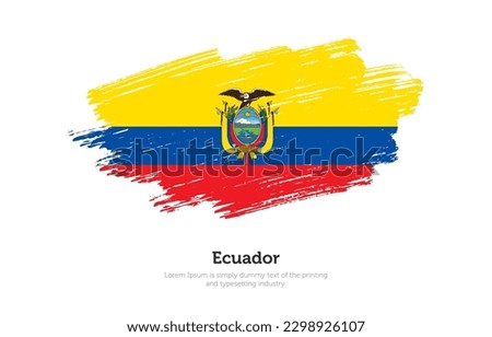 Modern brushed patriotic flag of Ecuador country with plain solid background