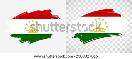 Artistic Tajikistan flag with isolated brush painted textured with transparent and solid background
